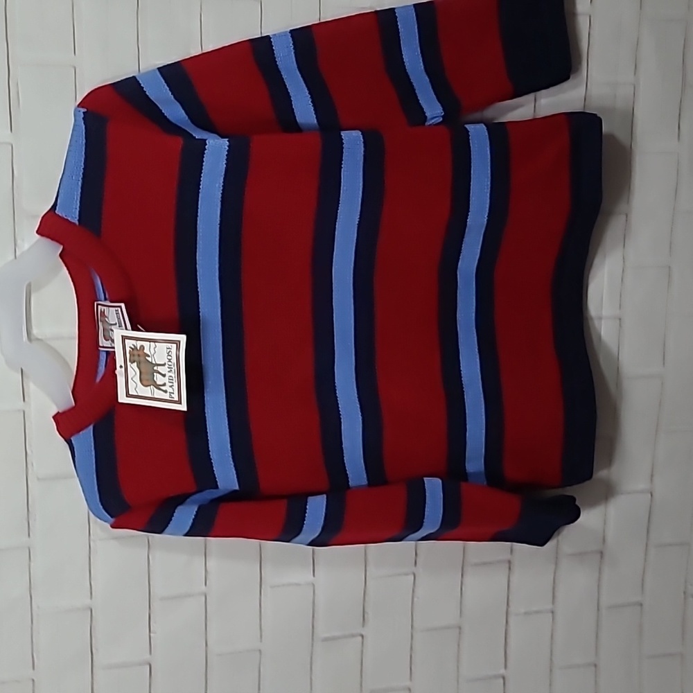 NWT  Plaid Moose boy's sizes red /blue sweater